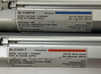 KEYENCE LIGHT CURTAIN SL-C40H-R RECEIVER SL-C40H-T TRANSMITTER 24VDC