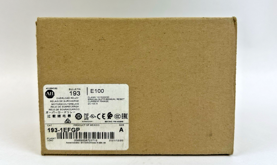 Allen Bradley 193-1EFGP E100 20-100A Overload Relay Ser. A
