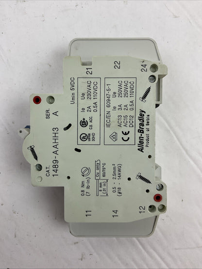 ALLEN BRADLEY 1489-A1D040 SER A CIRCUIT BREAKER 277VAC 48VDC 4AMP (LOT OF 3)