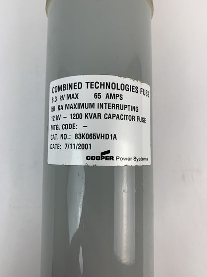 COOPER / COMBINED TECHNOLOGIES 83K065VHD1A X-LIMITER BACKUP FUSE / 8.3kV / 65A