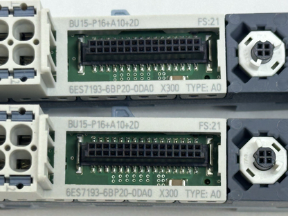 SIEMENS 6ES7193-6BP20-0DA0 SIMATIC ET 200SP BASE UNIT BU15-P16+A10+2D LOT OF 2