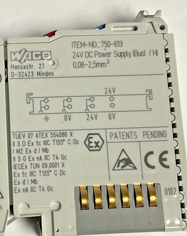 WAGO 750-613 POWER SUPPLY MODULE 24VDC