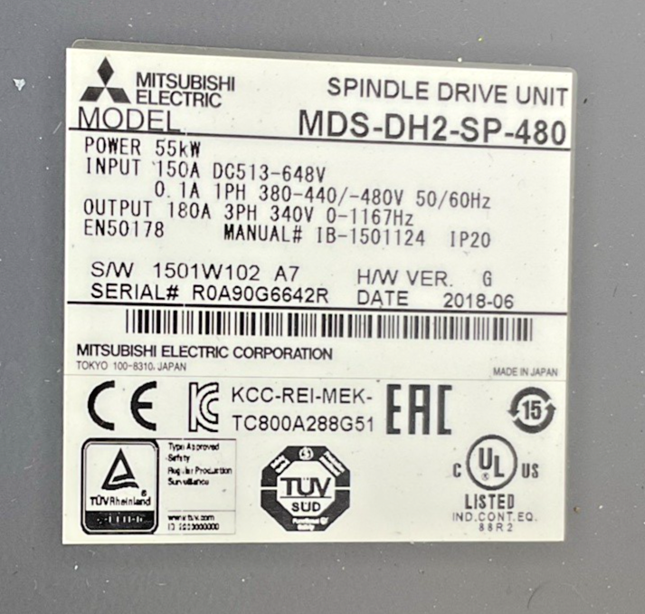 MITSUBISHI MDS-DH2-SP-480 SERVO DRIVE 55KW VER.G 480V 150A 50/60HZ