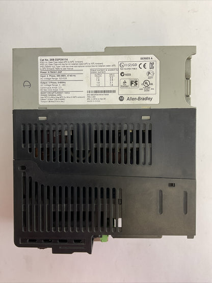 ALLEN BRADLEY 25B-D2P3N114 AC DRIVE FRN 2.002 OUTPUT 0-460VAC SER A