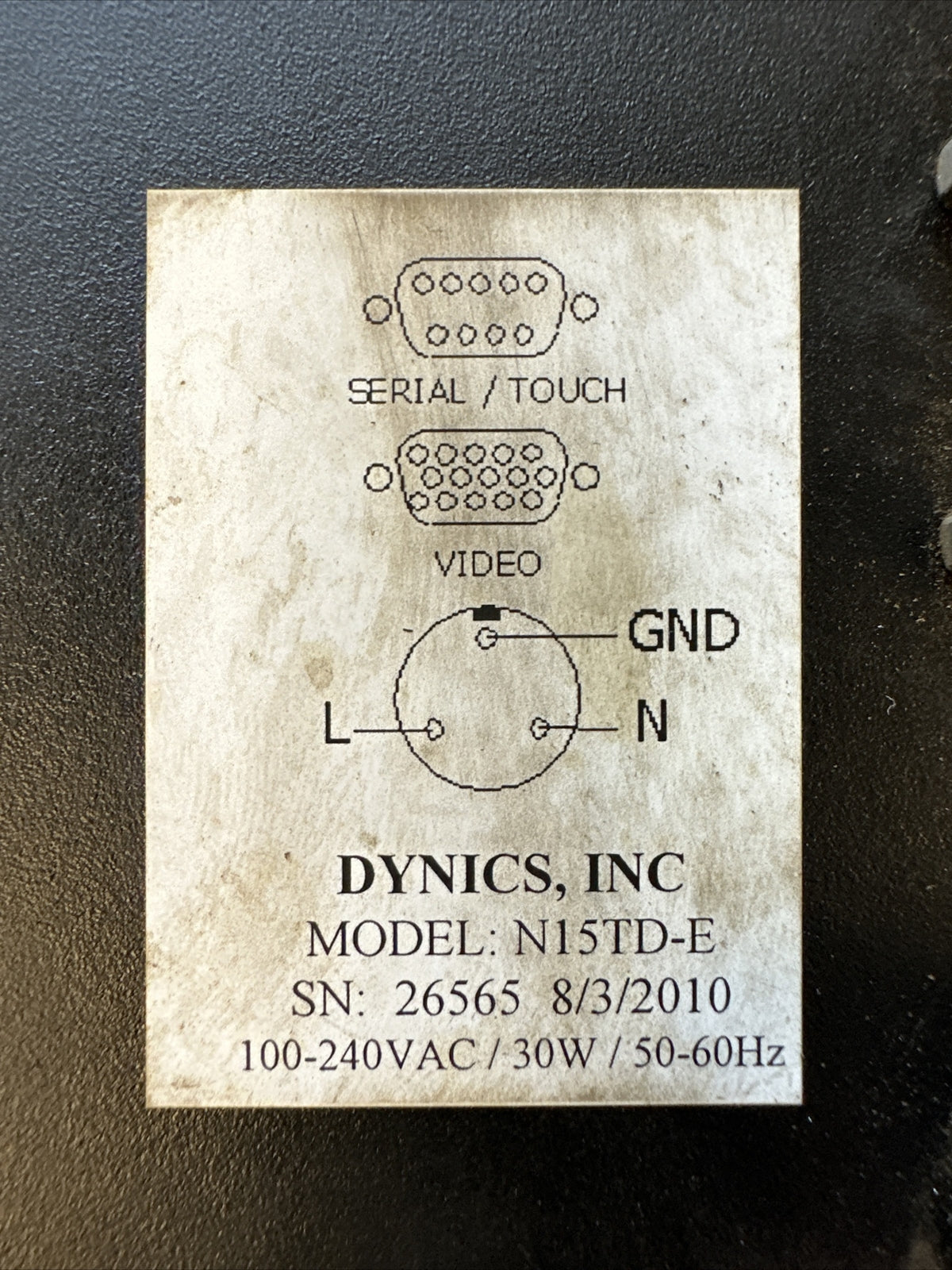 DYNICS N15TD-E 100-240VAC 30E 50/60HZ 15" DISPLAY