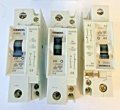 SIEMENS 5SX2 C2 & 5SX21 C4 CIRCUIT BREAKER W/ 5SX9100 HS 230/400V  ****LOTOF6***