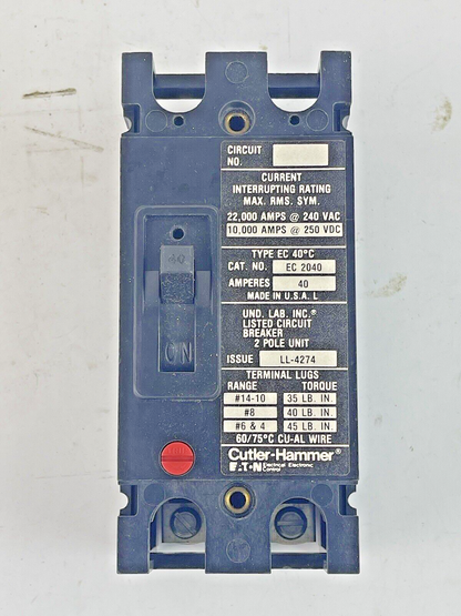 CUTLER-HAMMER - EC2040 - 2 POLE, 40A, 240 VAC CIRCUIT BREAKER