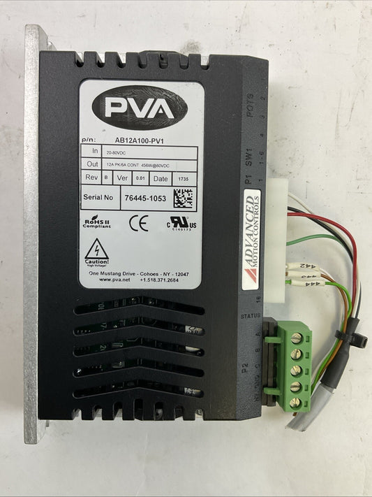 ADVANCED MOTION CONTROL AB12A100-PV1 SERVO DRIVE REV B VER 0.01 OUT 456W@80VDC