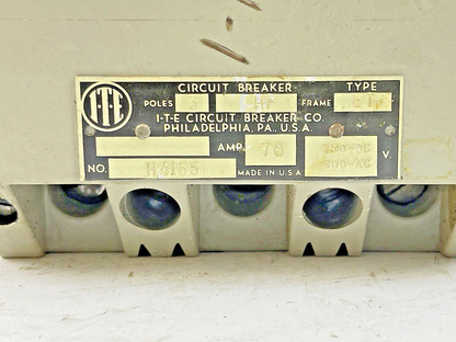 ITE / SIEMENS - H4165 - CIRCUIT BREAKER - 70 AMP, 250 DC, 600 VAC, 3 POLE