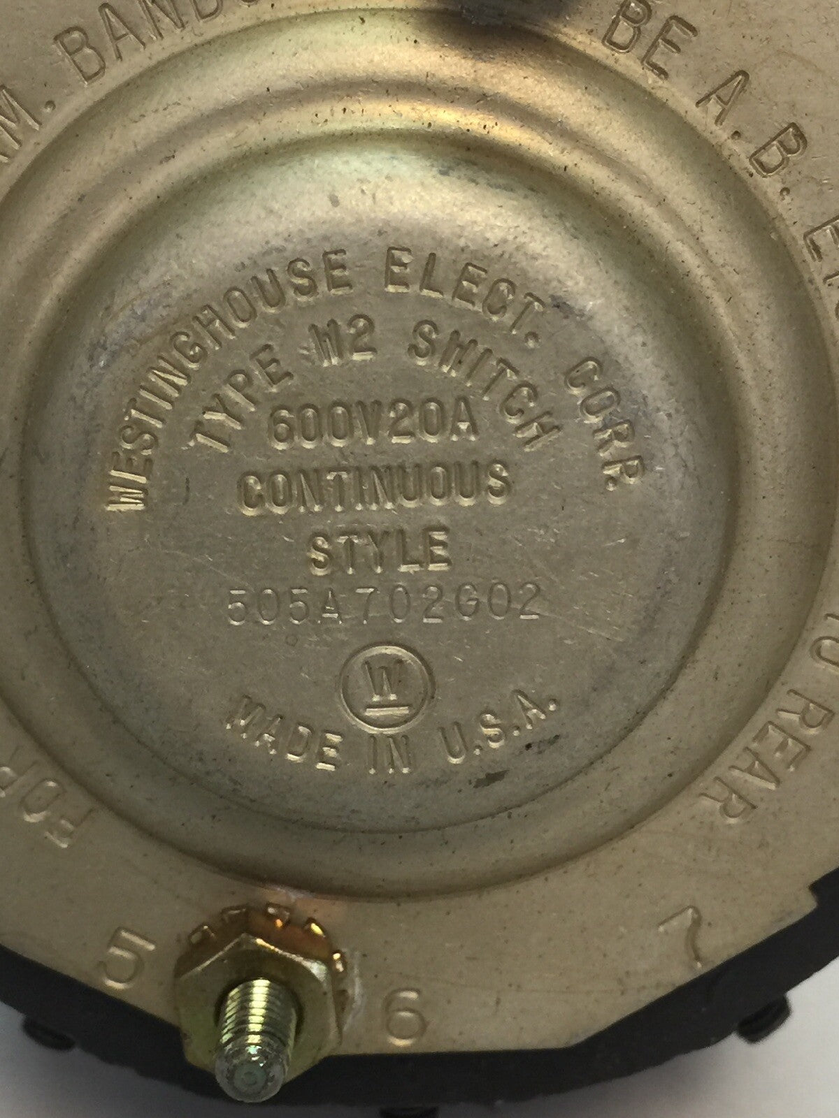 WESTINGHOUSE 505A702G02 TYPE W2 SWITCH 600V 20A CONTINUOUS STYLE