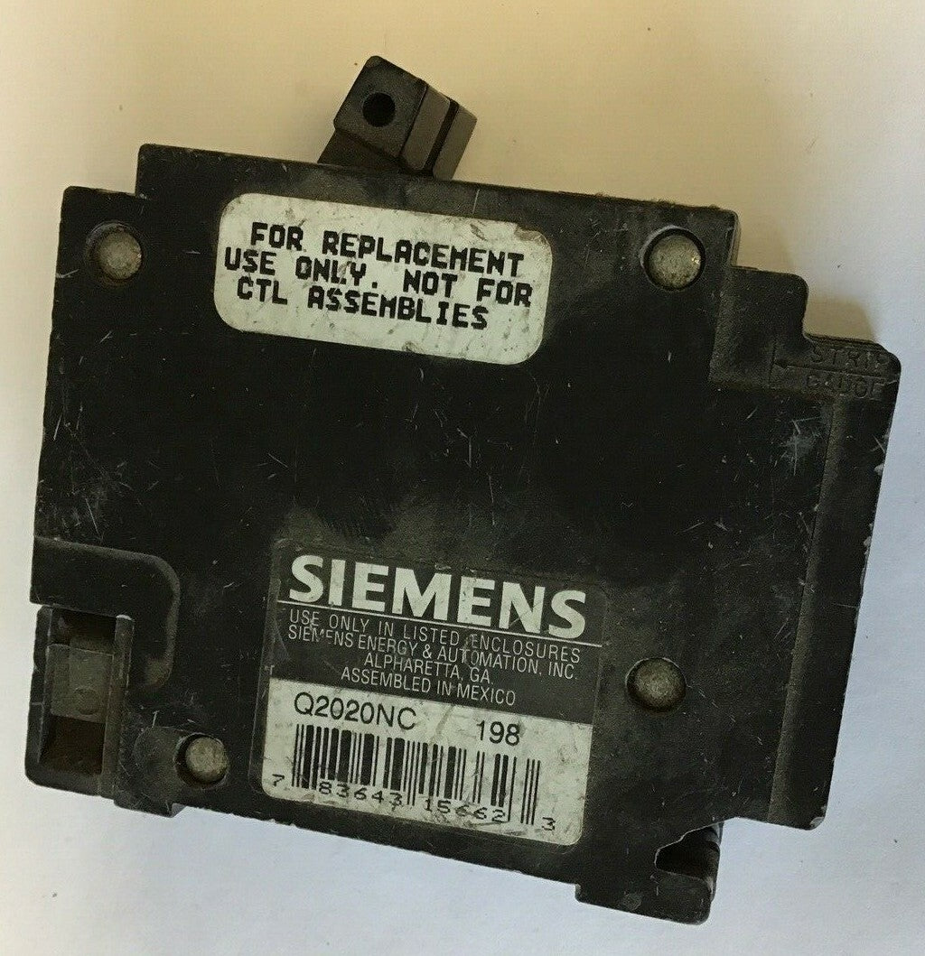 SIEMENS Q2020NC CIRCUIT BREAKER 120/240VAC 20A