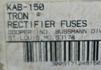 BOX of 5 / BUSSMANN / TRON KAB150 RECTIFIER FUSE / 250V / 150A / NEW SURPLUS