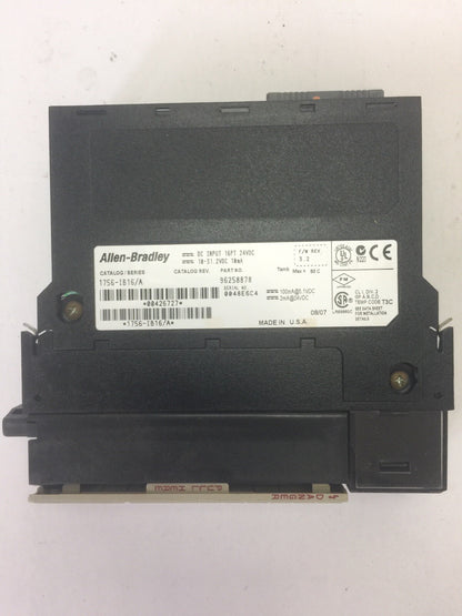 ALLEN BRADLEY 1756-IB16 DC INPUT 16PT 24VDC 10-31.2VDC 10mA SER A F/W REV. 3.2