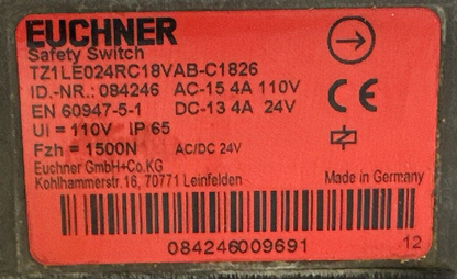 EUCHNER TZ1LE024RC18VAB-C1826 SAFETY SWITCH AC-15 4A 110V DC-13 4A 24V