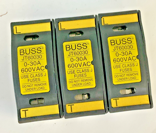 BUSSMANN **LOT OF 3**  JT60030  FUSEHOLDER  30A, 600VAC, 200kA