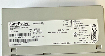 ALLEN BRADLEY 1783-ETAP 3PORT ETHERNET/IP TAP FW:2.002 SER.A