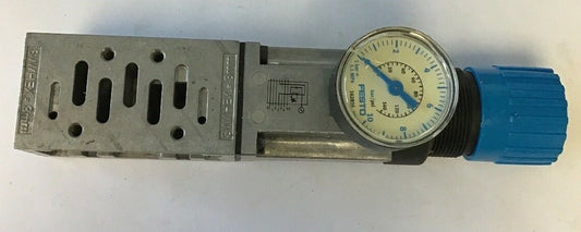 FESTO LR-ZP-P-D-1 PRESSURE REGULATOR PLATE W/FESTO PRESSURE GAUGE