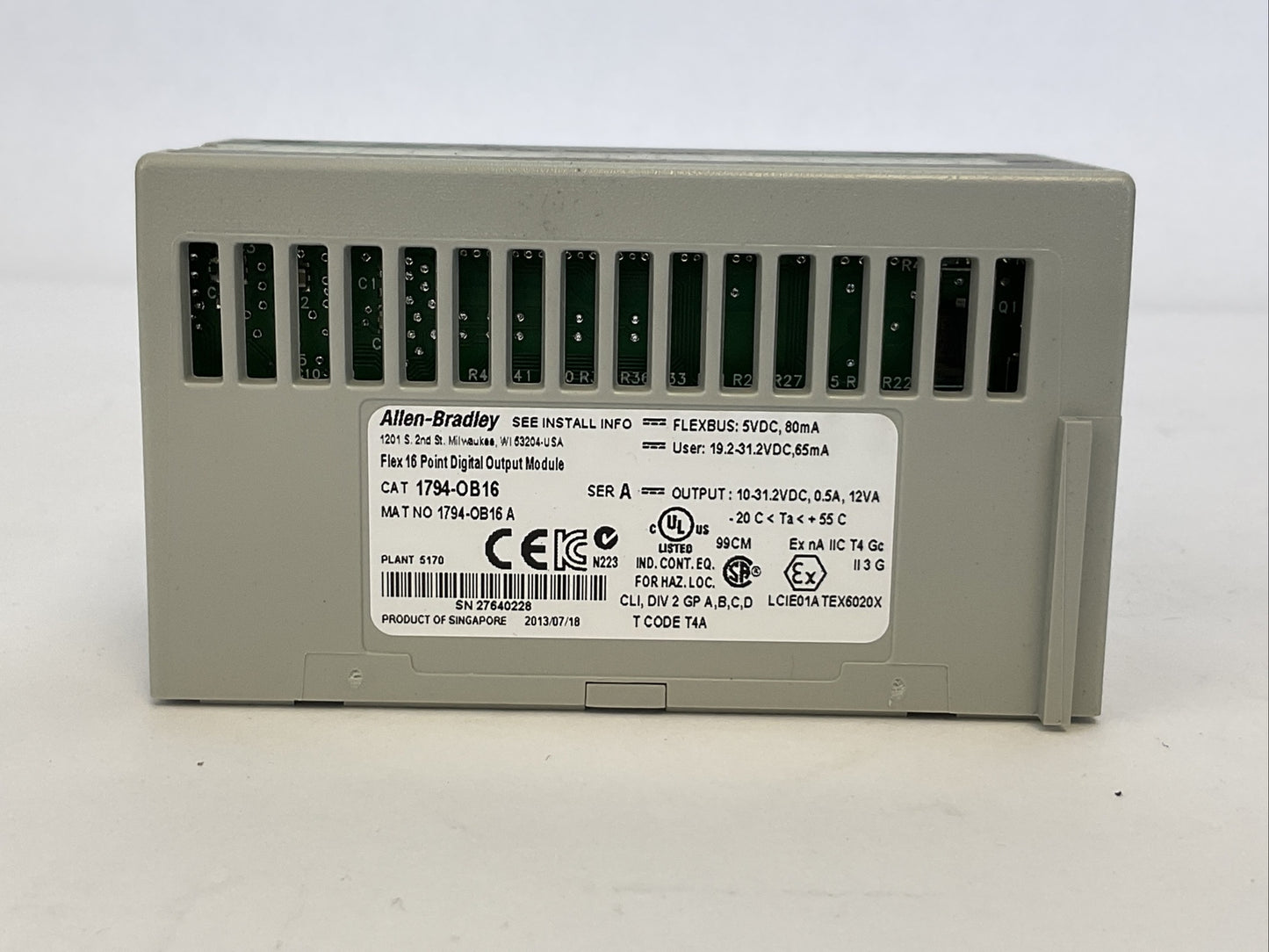 ALLEN BRADLEY 1794-OB16 SER A FLEX 16 POINT DIGITAL OUTPUT MODULE