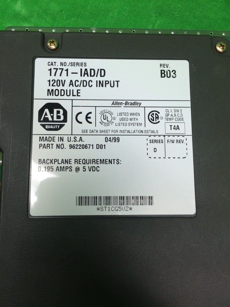 ALLEN BRADLEY 1771-IAD/D INPUT MODULE REV. B03