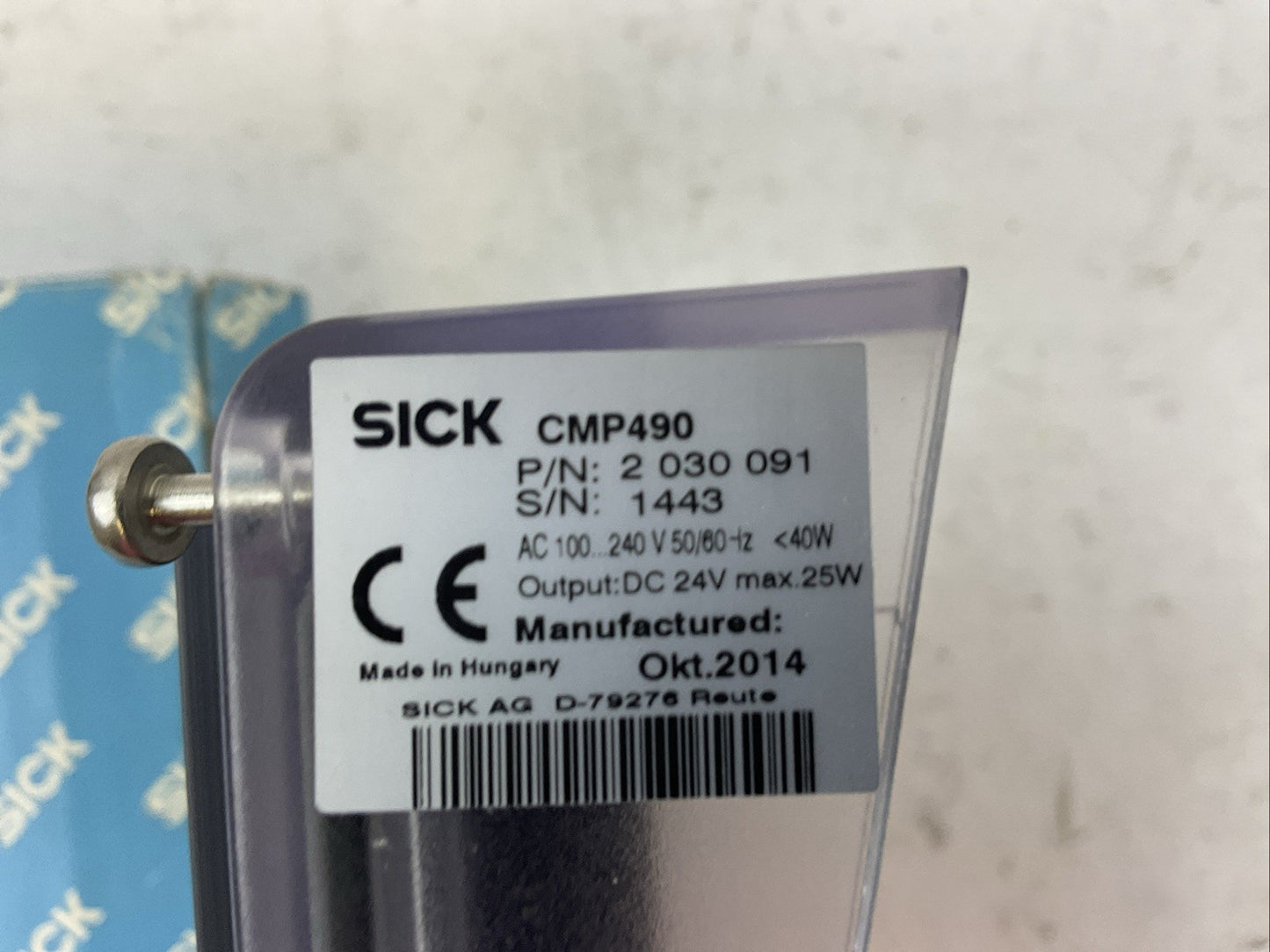 SICK CMP 490 POWER SUPPLY AC 100...240V 50-60HZ OUTPUT DC 24V 25W