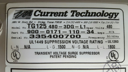 Current Technology TG125 ISB125 480-3DG-6 L1 Transient Voltage Surge Suppressor