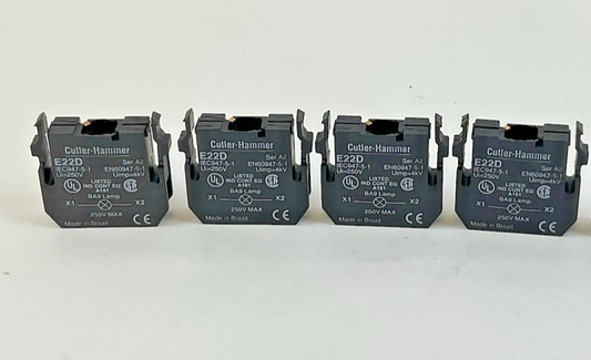 CUTLER HAMMER E22D SERIES A2 250V LIGHT UNIT FULL VOLTAGE CONTACT BLOCK LOT OF 4