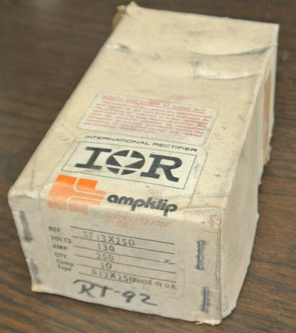 BOX of 10 / INTERNATIONAL RECTIFIER SF13X250 FUSE / 250A / 130V / NEW SURPLUS