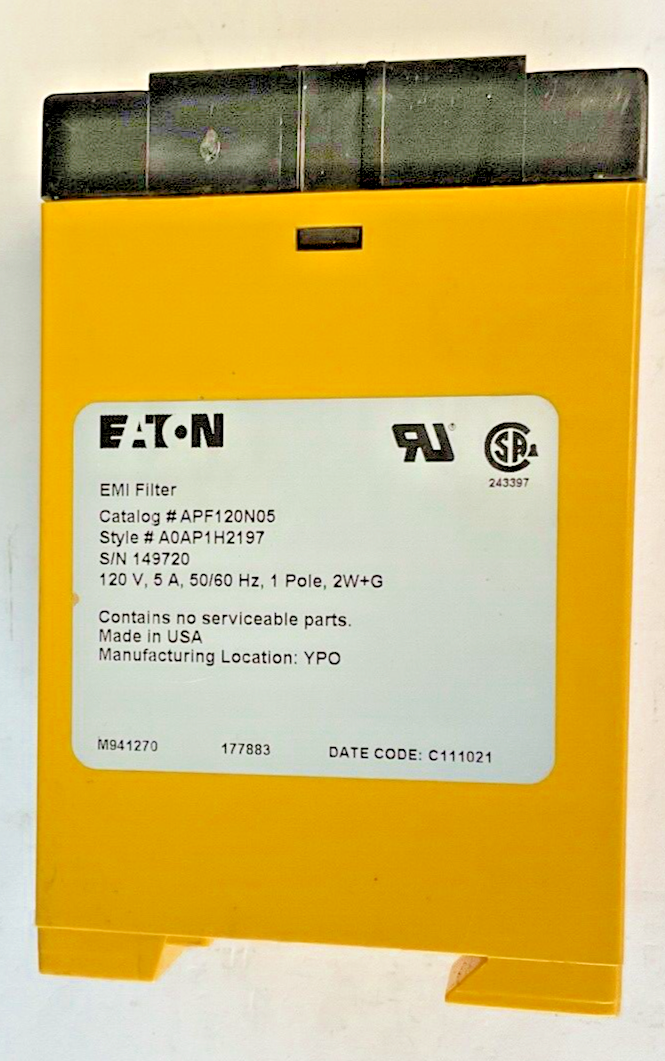 EATON APF120N05 AUTOMATION POWERLINE FILTER 120V 5A 50/60HZ