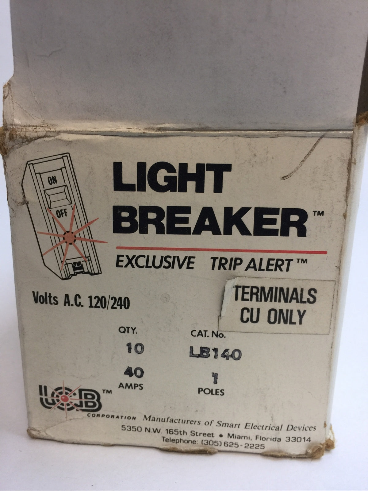 LCB LB140 LIGHT CIRCUIT BREAKER 40AMP 120/240VAC 1POLE (BOX OF 10)