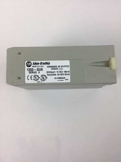 ALLEN BRADLEY 1203-GU6 COMMUNICATION MODULE DEVICENET 24VDC SCANPORT 12VDC
