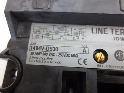 ALLEN-BRADLEY 1494V-DS30 - FUSIBLE / FUSED DISCONNECT SWITCH - 30A, 600VAC