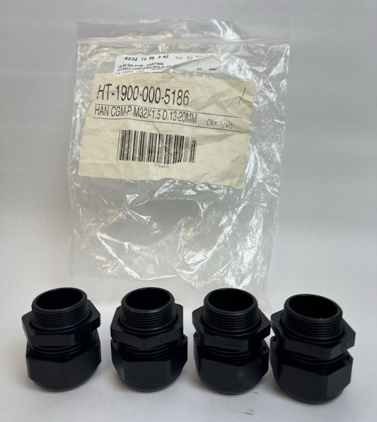 HARTING HAN CGM-P M32X1.5 CABLE GLANDS IP68 BLACK 19000005186 LOT OF 4