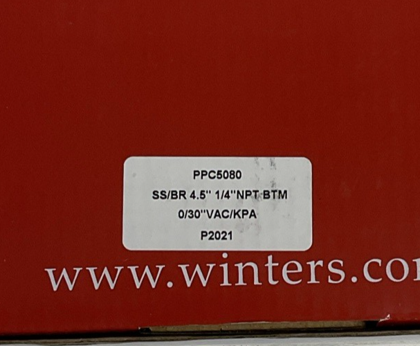 WINTERS PPC5080 PRESSURE GAUGE SS/BR 4.5 1/4"NPT BTM 30VAC/KPA