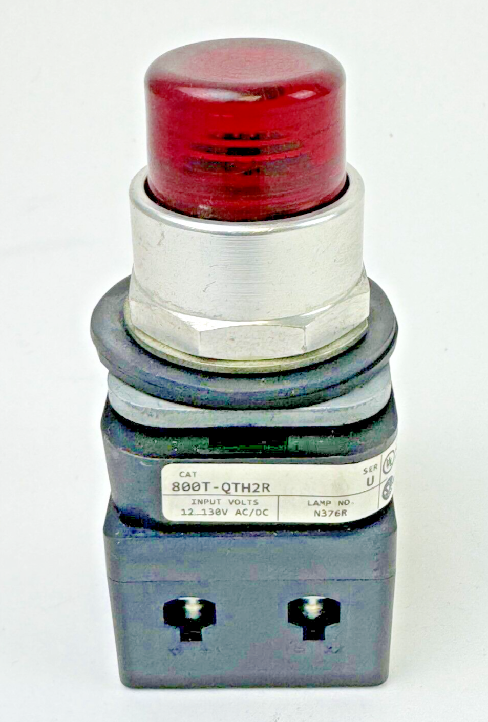 ALLEN-BRADLEY - 800T-QTH2R SER. U - RED ILLUMINATED PUSH BUTTON W/ BLOCK