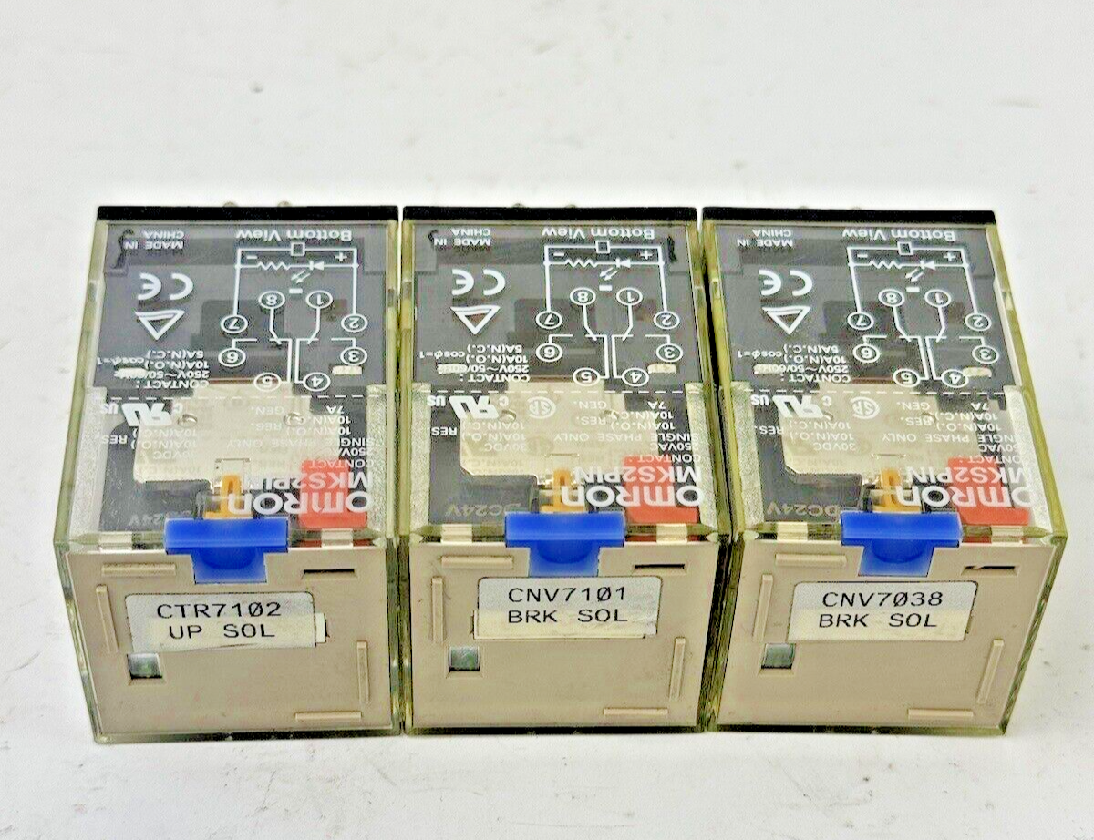 OMRON *LOT OF 3* - MKS2PIN - RELAY - 250VAC/ 30VDC, 10A RES. ,7A GEN. SINGLE PHS