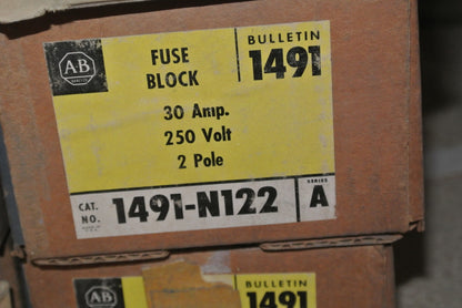 ALLEN-BRADLEY 1491-N122 CERAMIC FUSE BLOCK 30A, 250V, 2-POLE - NEW SURPLUS