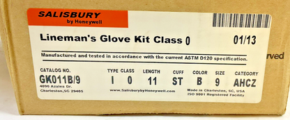 HONEYWELL GK011B/9 LINEMAN GLOVES SIZE12 1000V CLASS0 TYPE1 D120 AHCZ 2PAIR