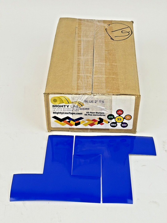 MIGHTY LINE TAPE - BLUE T - BOX of 100 - INDUSTRIAL TAPE - T's - 6"X6"X2"
