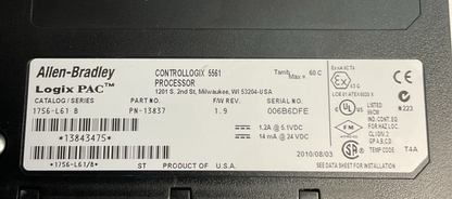 ALLEN BRADLEY 1756-L61 SER.B PROCESSOR 24VDC