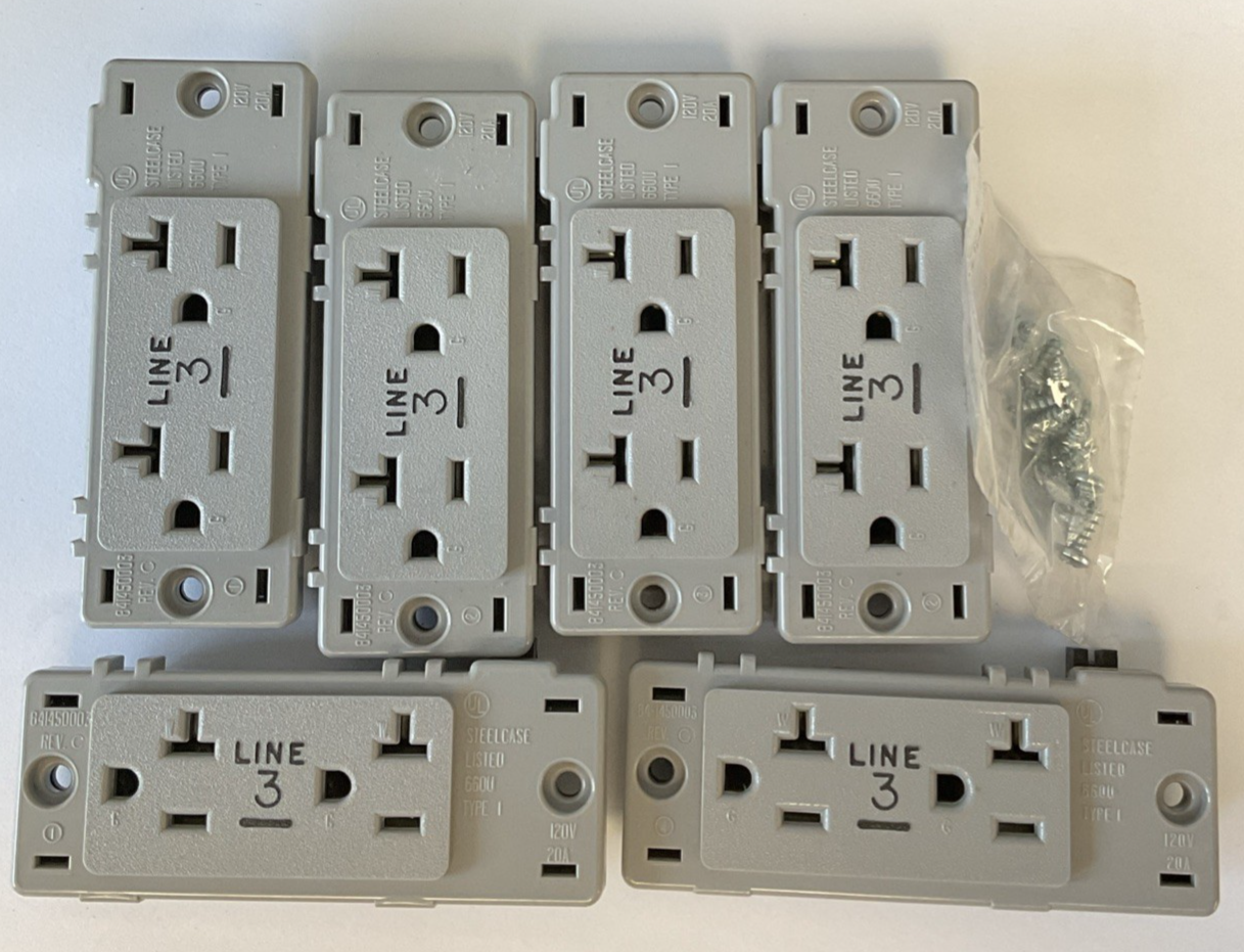 STEELCASE 986833DA20S DUPLEX RECEPTACLES 3LINE 20A BOX OF 6