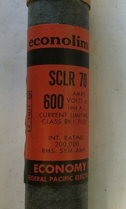 FEDERAL PACIFIC SCLR 70 FUSE CLASS RK1 600VAC 70AMP ECONOLIM