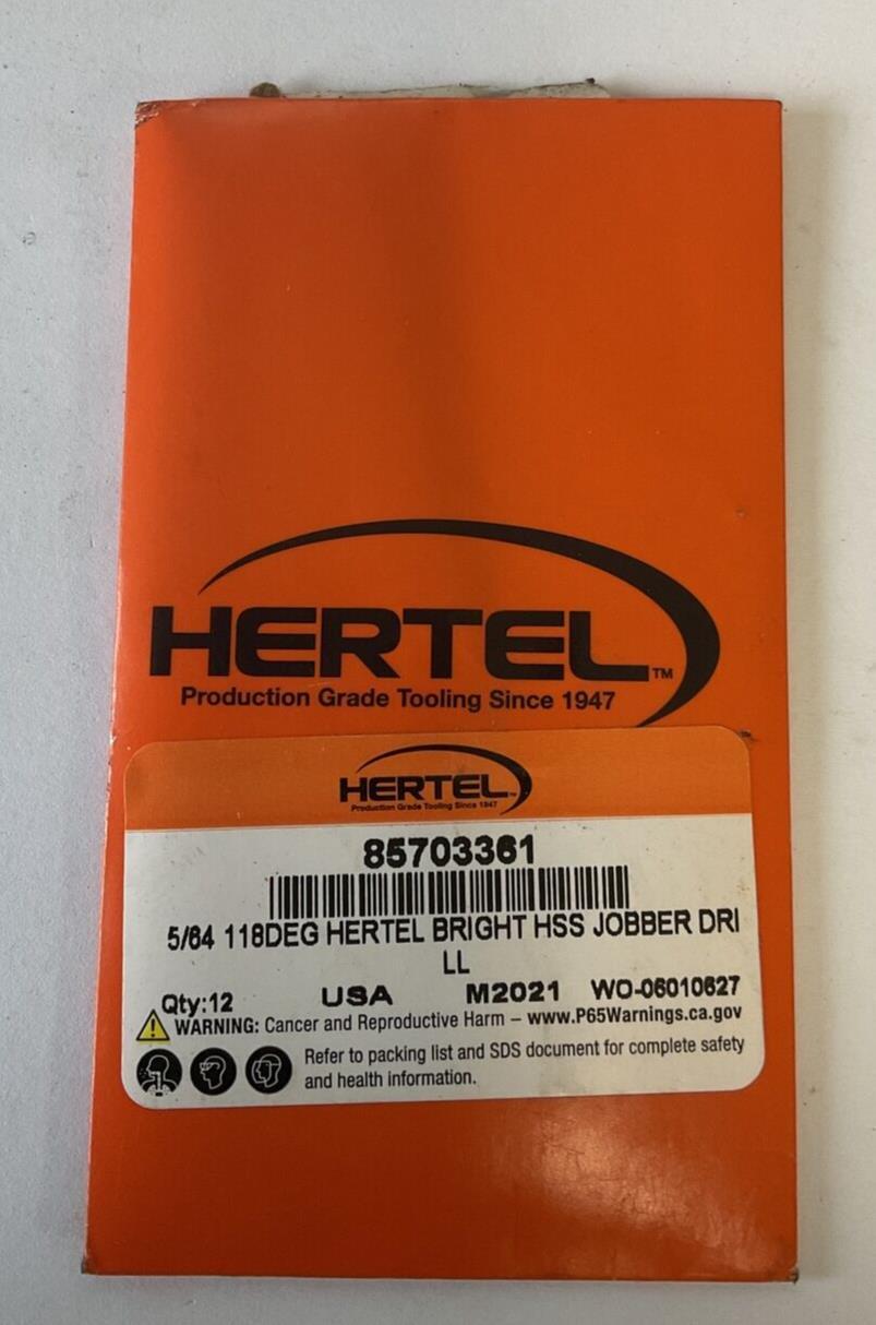 HERTEL 5/64 85703361 118DEG BRITE HIGH SPEED JOBBER DRILL BIT ***PACK OF 12***