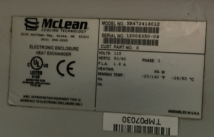 McLEAN XR472416012 HEAT EXCHANGER 115V 50/60HZ 1PH -20/140°F -29/60°C