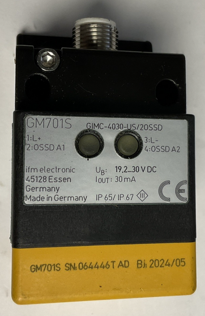 IFM GM701S INDUCTIVE SENSOR GIMC-4030-US/20SSD PROXIMITY SENSOR 30VDC 30MA