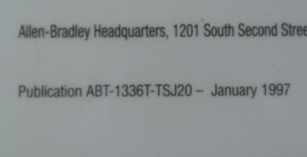 ALLEN-BRADLEY ABT-1336T-TSJ20 TROUBLESHOOTING GUIDE / for 1336 FORCE AC DRIVE