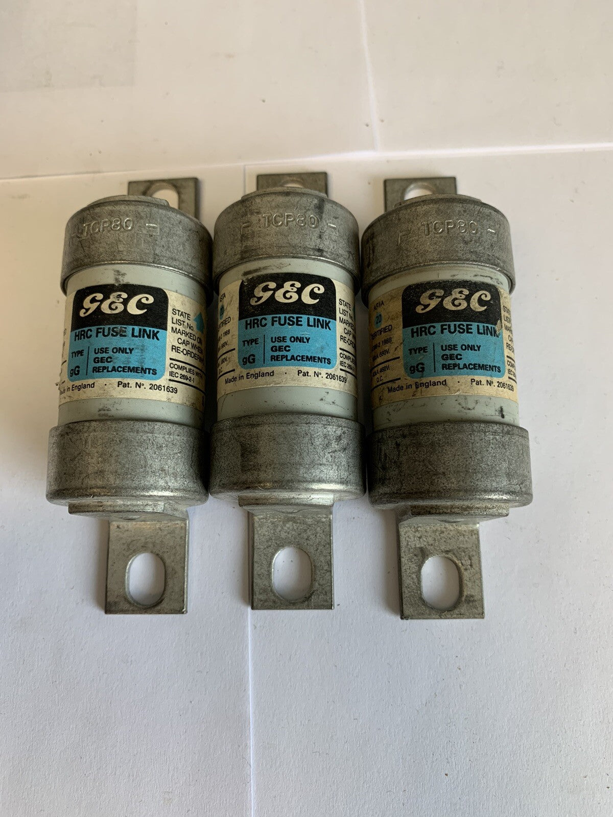 GEC TCP80 Type gG 40kA 460V Fuse "Lot of 3"