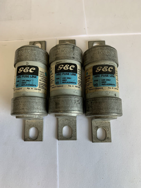 GEC TCP80 Type gG 40kA 460V Fuse "Lot of 3"