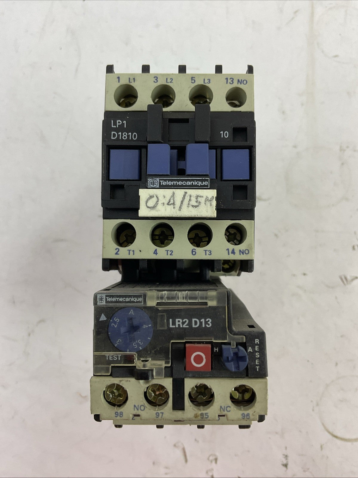 TELEMECANIQUE STARTER LP1D1810 600VAC CONTACTOR 24VDC COIL LR2D1308 RELAY 2.5-4A