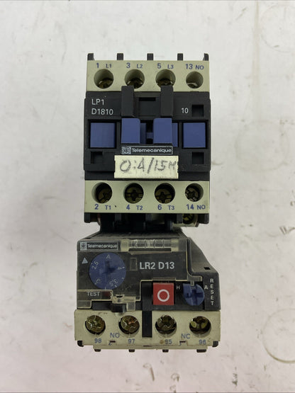 TELEMECANIQUE STARTER LP1D1810 600VAC CONTACTOR 24VDC COIL LR2D1308 RELAY 2.5-4A