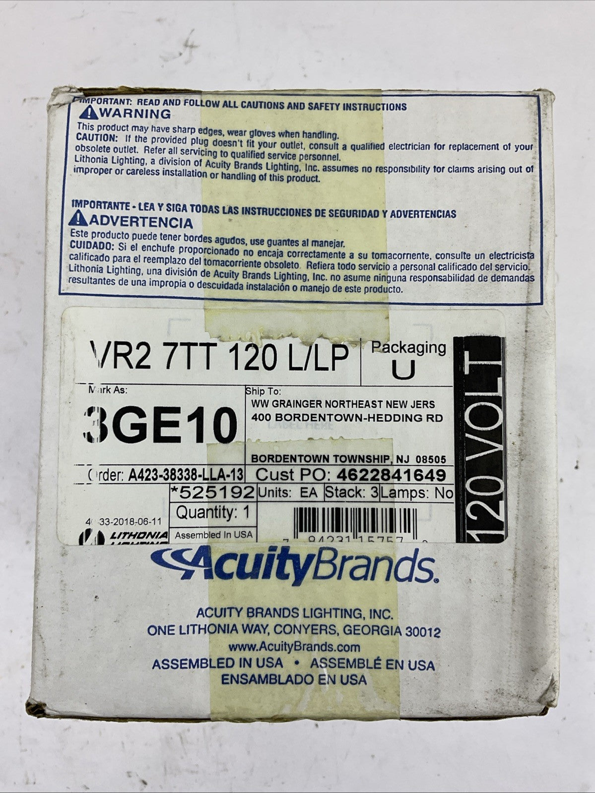 LITHONIA LIGHTING VR27TT120L/LP VANDAL RESISTANT WALL PACK 120VOLT